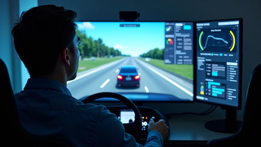 Autonomous vehicle simulator showing real-time steering and acceleration decisions with continuous control values displayed